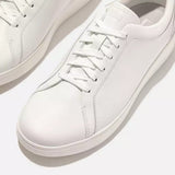 FitFlop Rally Crystal-Backtab Leather Trainers In White Silver