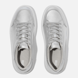 FitFlop RTG Metallic-Leather Trainers In Silver