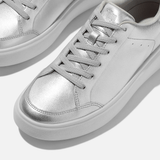 FitFlop RTG Metallic-Leather Trainers In Silver