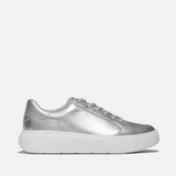 FitFlop RTG Metallic-Leather Trainers In Silver