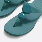 FitFlop SOLAY Glossy-Disc Toe-Post Sandals In Teal
