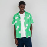 Folk Short Sleeve Soft Collar - Green Dot Print