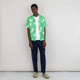 Folk Short Sleeve Soft Collar - Green Dot Print