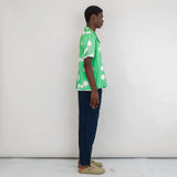 Folk Short Sleeve Soft Collar - Green Dot Print