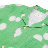 Folk Short Sleeve Soft Collar - Green Dot Print
