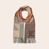 Fraas Cashmink scarf with geometric design in Sand