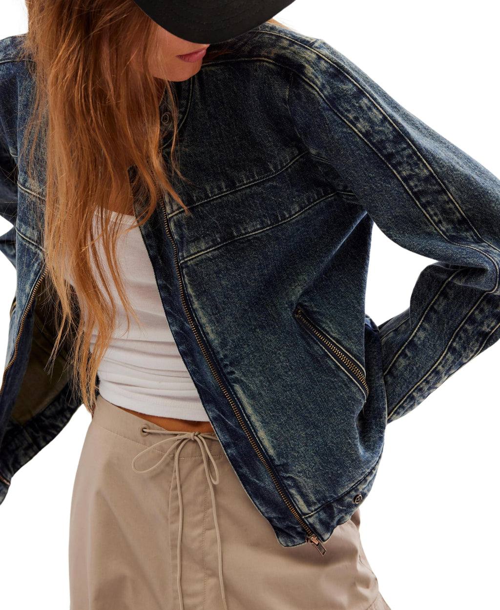 Free people denim moto hot sale jacket