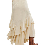 Free People Autumn Promenade Maxi Skirt in Tea Cookie Ivory