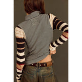 Free People Avery Zip Up In Black Combo