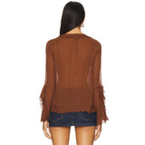 Free People Bali Tulula Chiffon Top In Umber Earth