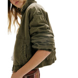 Free People Birdie Washed Jacket In Olive Green