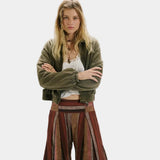 Free People Birdie Washed Jacket In Olive Green