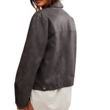 Free People Blair Vegan Leather Jacket In Charcoal