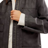 Free People Blair Vegan Leather Jacket In Charcoal