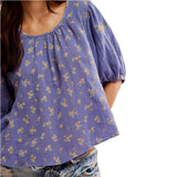 Free People Chloe Printed Top In Blue Combo
