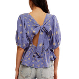Free People Chloe Printed Top In Blue Combo