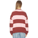 Free People Classic Stripe Crew Wide In Strawberry Wine