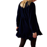 Free People Estella Velvet Mini Dress in Night Blue