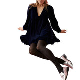 Free People Estella Velvet Mini Dress in Night Blue