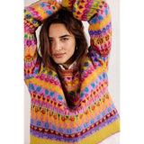 Free People Favourite Things Sweater In Bright Contetti Combo