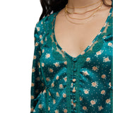 Free People Field Of Roses Top In Green Combo