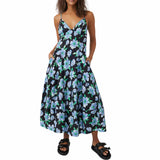 Free People Finer Printed Midi Dress in Blue