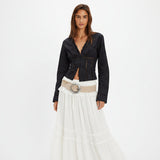Free People Frankie Corset Long Sleeve Top in Black