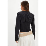 Free People Frankie Corset Long Sleeve Top in Black