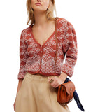Free People Geo Floral Cardi In Orchid Cinnamon
