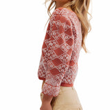 Free People Geo Floral Cardi In Orchid Cinnamon