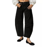 Free People Good Luck Mid Rise Barrel Jeans In Black