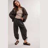 Free People Hadley Poplin Trousers In Black