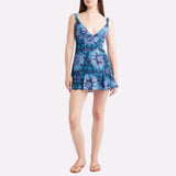 Free People Heat Of The Moment Floral Tiered Minidress In Starless Night