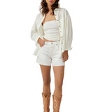Free People Ivy Mid-Rise Shorts White