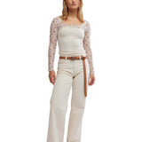 Free People Josie Long-Sleeve Top In Ivory Combo