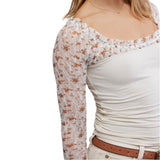Free People Josie Long-Sleeve Top In Ivory Combo