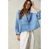 Free People Jude Denim Pullover in Vintage Indigo