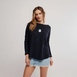 Free People Latte Blues Thermal Solid Top In Black