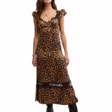 Free People Leopard Foolish Heart Printed Midi Dress