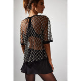 Free People Loir Embellished Knit Top in Black