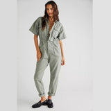 Free People Marci Coverall Washed Army