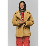 Free People Mari Reversible Coat In Tan Cream Combo