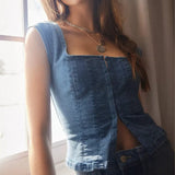 Free People Marilyn Denim Corset In Skylight