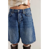 Free People Montana Shorts Raw Hem In Vintage Denim