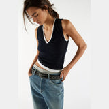 Free People Neria V-Neck Tank Top In Black