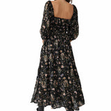 Free People Oasis Printed Midi Dress Black Combo