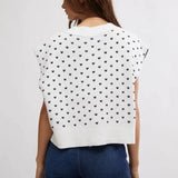 Free People Pattern Easy Street Knit Vest Sweater In Ivory Black Combo