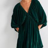 Free People Portia Velvet Mini Dress In Dark Green