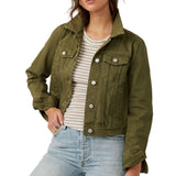 Free People Rumors Denim Jacket Green