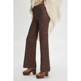 Free People Runaway Floral Flare Pants In French Chocolate